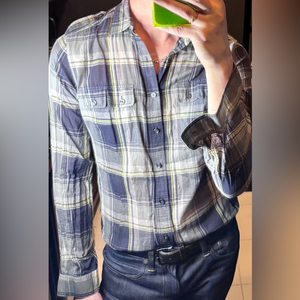 Theory plaid shirt in blue size small​​​​